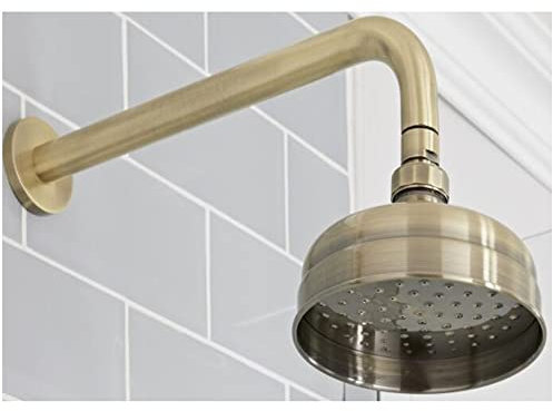 Milano Elizabeth Traditional 155mm Round Rainfall Shower Head Wall Mounted Arm - Gold