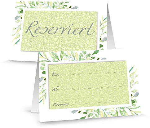 Logbuch-Verlag 25 Reserviertschilder grün weiß floral - Tischreservierung reserviert Schilder Gastronomie Restaurant Hotel Hochzeit