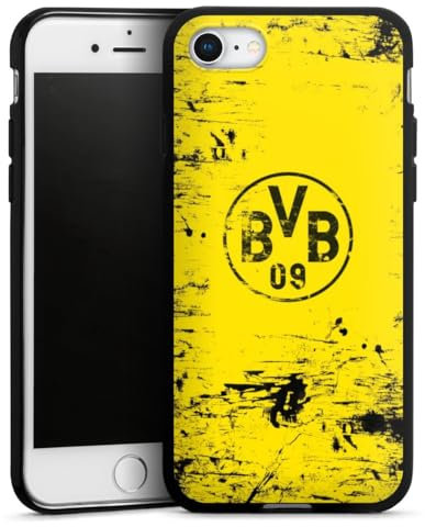 Silikon Hülle kompatibel mit Apple iPhone SE (2020) Case schwarz Handyhülle Borussia Dortmund Offizielles Lizenzprodukt BVB