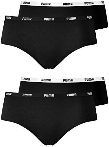 PUMA Damen Iconic Hipster Pantys Slips 573009001 4er Pack