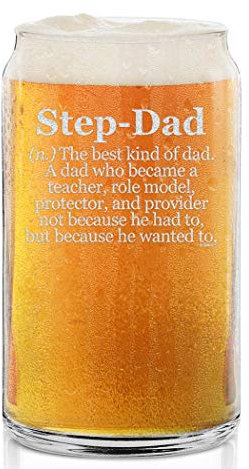 Shop4Ever Step-Dad Definition Engraved Beer Can Glass Father's Day Gift for Stepdad Bonus Dad