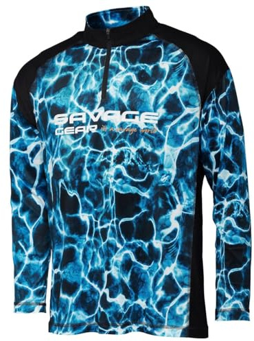 Savage Gear Marine UV Long Sleeve T-Shirt Sea Blue - Angelshirt