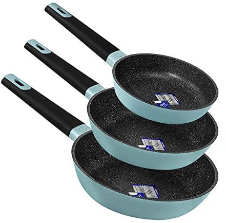 Cecotec Set de Sartenes Polka Experience 20-24-28 Bucket Set Shark. Diámetro 20-24-28, Aluminio Fundido, Revestimiento Antiadherente, Apta para todo tipo de Cocinas y Lavavajillas, Verde