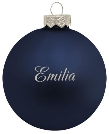 Deitert Weihnachtskugel mit Wunschtext Gravur, Ø 8cm, personalisierte Christbaumkugel aus Glas (matt), Individueller Weihnachtsbaumschmuck Namen oder Spruch, Wunschtext, blau