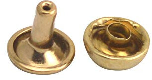 Fenggtonqii Metallnieten, Doppelkappe, Pilzform, 9 mm und Pfosten, 6 mm, Hellgold, 200 Stück