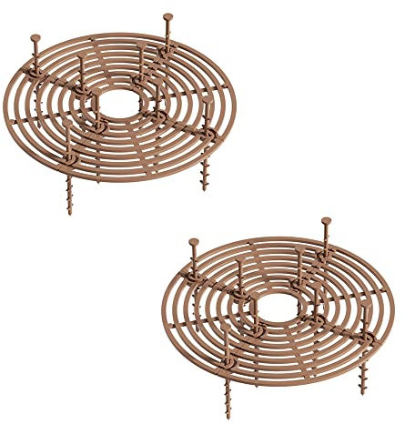 Modixun Blumentopfgitter, zuschneidbarer Blumentopf-Bodenschutz mit tiefen Pfählen für Hunde, Katzen, Grabstopper, Pflanzengitter, Topfabdeckung, 19 cm Durchmesser, 2 Stück