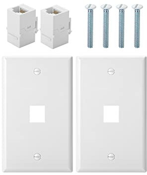 Bates Choice 2 Pack 1 Port Ethernet Wall Plate, White, Cat6, 2.7 x 4.45