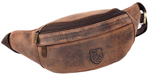 Hodalump & Ratschkatl Echt-Leder Bauchtasche • Gürteltasche für Damen und Herren • Leder Hüfttasche mit Mehreren Fächern • Braun