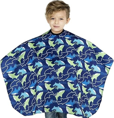 Vokmon Friseurumhang Kinder, Dolphin wasserdichte Kinder Barber Cape, Haar-Ausschnitt-Kleid Schürze Friseur-Abdeckungen Kleidverstellbarer Verschluss Haar Salon Cape