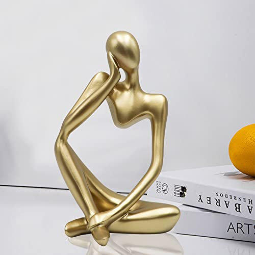 Denker-Statuen und Skulpturen, Harz-Denker-Statue-Ornamente, abstrakte Stilskulpturen, Einweihungsgeschenke, Einweihungsdekorationen, Wohnzimmer, Schreibtisch-Dekorationen (Gold rechts, groß)