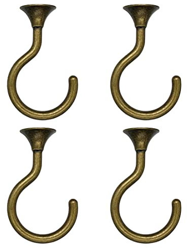 2 juegos de ganchos de techo grandes con herrajes para colgar plantas, techo, fácil instalación, cavidad, pared seca, interior y exterior (latón antiguo claro)