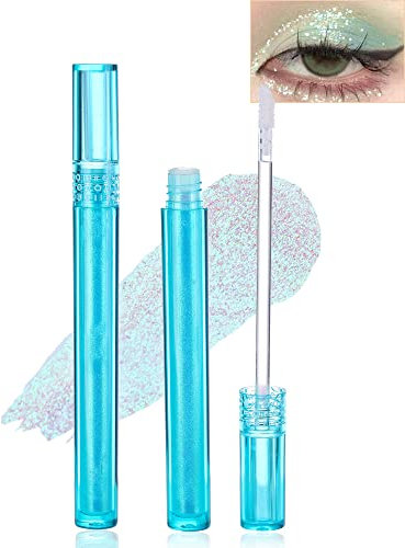 Blau Flüssiger Glitzer Lidschatten, Chamäleon Glitter Eyeshadow zum Aufhellen der Augen, Langlebig Wasserfester, Metallic Shimmer Lidschatten, Hochpigmentiert Highlighter Korean Makeup for Women-S30