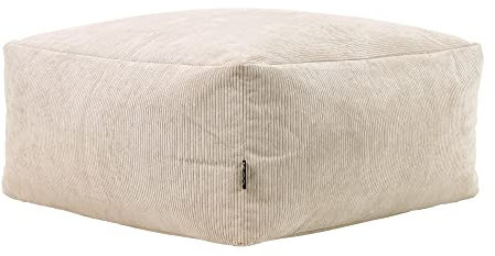 Icon Tetra Sitzsack Hocker, Modular Sofa für Erwachsene, Beige, Flauschiger Cordstoff, 2 Sitzer Ecksofa, Bequemer Bean Bag Sofa mit Füllung, Relaxsessel, Lounge, Wohnzimmer Möbel