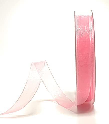 s.dekoda Schleifenband 50m x 15mm Rosa - Flamingo Organza Chiffon Geschenkband Organzaband [1350-165]