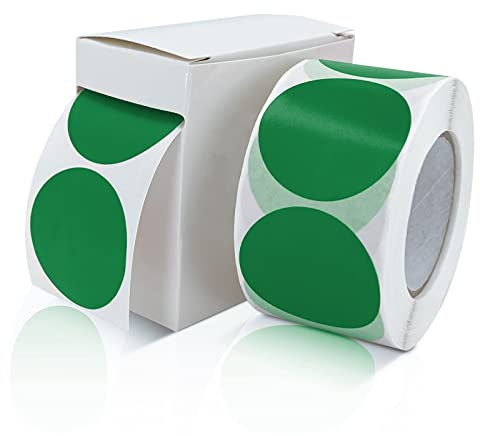 Meitaat Green Circle Round Stickers 38mm Vinyl Dot Labels Roll 500 Pcs | Convenient Dispenser Box, Strong Adhesive, Writable, Waterproof, Removable, Colour Coding, Planner, School Office Inventory