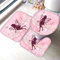Badematten set 3D 40x60 Cartoon-Mädchen Badezimmerteppich-Set absorbierend 3-teiliges maschinenwaschbare weich badteppich schnell trocknend Blume Schmetterling Kawaii Badvorleger mit wc deckelbezug