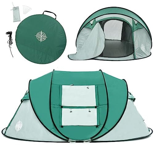 GOGLAND® 2 3 & 6 Personen-Camping-Zelt Pop-Up, Tunnelzelt, Wasserdicht (Wassersäule 2.000 mm) Lichtschutzfaktor 50+ (Pop-Up 3 Personen)