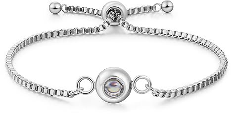 Glooraca Armbänder mit Bild innen personalisierte Foto Projektion Armband für Frauen Bild Armband personalisierte Foto Geschenke für Mama Freundin (Style 3)