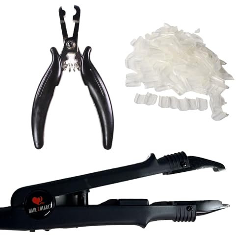hair2heart Rebonding Set: Professionelles Haarverlängerungs-Kit mit Extensions Wärmezange, Keratin-Rebonds und Bonding Zange