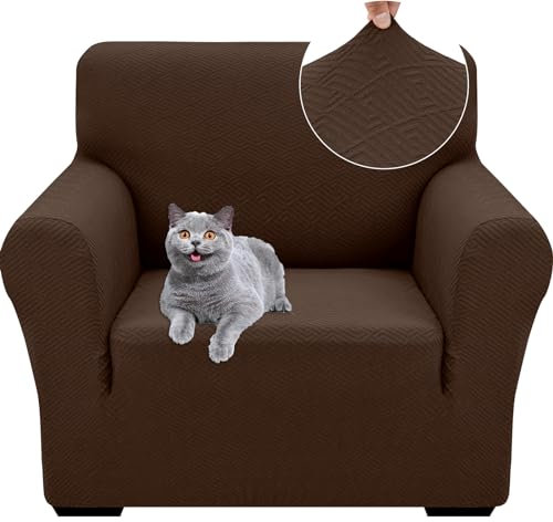 Ystyle Extensible Housse Canapé 1 Place, Universelle Housse De Fauteuil avec Accoudoirs, Housse Protection Canapém, Sofa Cover Antidérapante, Couvre Canapé pour Chiens Chats Animaux, Caffè