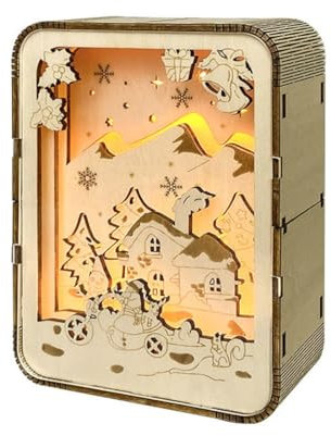 WUBA Holz geschnitzte Lampe Modell 3D Holz Puzzles für Erwachsene und Kinder zu bauen, Holz Weihnachten geschnitzte Lampe Modell Kits für Erwachsene DIY Holzmodelle für Erwachsene zu bauen