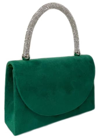 LeahWard Lace Top Handle Clutch Bag Chain Cross Body Handbags (Green Suede)