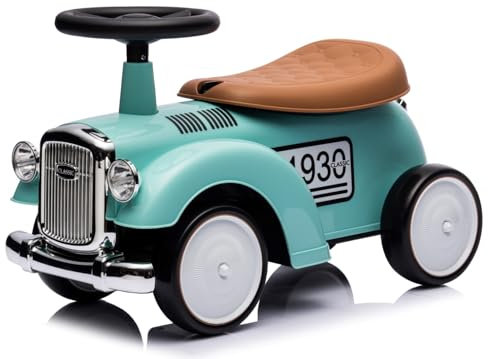 Rutschauto ab 1 Jahr Retro Classic, Rutschauto Indoor, Auto Kinder, Baby Auto, Gehhilfe mit Horn (Türkis)