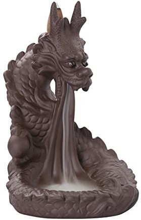 WOFASHPURET Chinesischer Drache Räuchergefäß Rückfluss Räucherstäbchenhalter Frosch Heimzubehör Weihrauch Brunnen Schreibtischaufsatz Verbrennung Wasserfall Shanta Sandelholz Lila Ton Büro