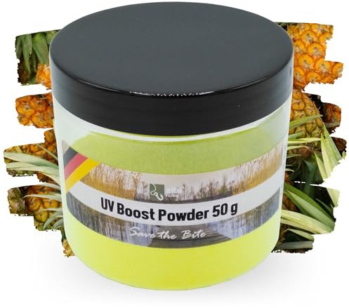 Zite Fishing UV Boost Powder - 50g Bait Dip für Karpfen-Boilies - Angel-Köder-Zubehör - Von Ananas bis Monster Crab - Boilies, Pop Ups, Mais & Mehr (Ananas/Gelb)