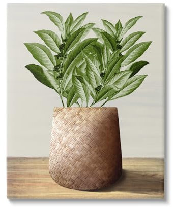 Stupell Industries Marcus Prime Wandbild auf Leinwand, Grün in gewebtem Pflanzgefäß