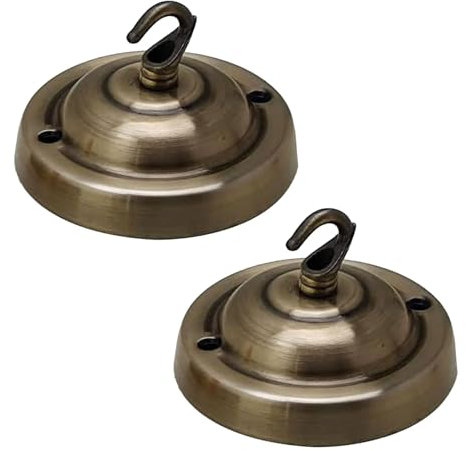 LEDSone Ceiling Rose Hook Plate Vintage Green Brass Metal 10.5 cm 2 Pack Antique Single Out Side Fitting with Accessories for Chandliers Pendant Lights Wall Lamps Hanging Lights Planters Decorations