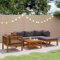 Willood Garten Lounge Set mit Auflage Terrasse Balkonmöbel 2X Eckteil + Mittelteil + Sessel + Fußstütze + Tisch
