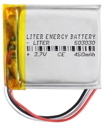 Akku 3 Batteriekabel 503030 LiPo 3.7V 450mAh 1.665Wh 1S 5C Liter Energy Battery Wiederaufladbar mit PCM Thermistor NTC für Elektronik - Nicht geeignet für Funksteuerung 32x30x5mm (3P|450mAh|503030)