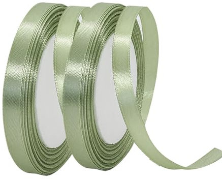 Satinband Salbeigrün 10mm Breit Geschenkband Satin,44m Satinbänder Salbeigrün Dick Schleifenband Dekoband Seidenband Geschenkverpackung Stoffband Geschenkbänder für Dekorieren Basteln Kleid Hochzeit