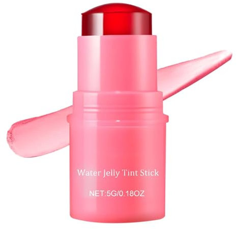 Milk Cooling Water Jelly Tint, 0.18.oz Water Jelly Tint Stick, Milk Jelly Tint Jelly Blush Stick, Sheer Lip & Cheek Stain - Buildable Watercolor Finish - 1000+ Swipes Per Stick (Red)