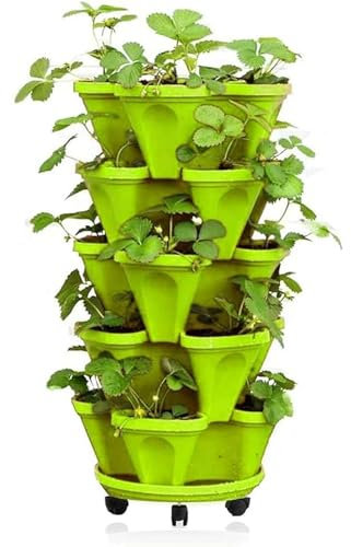 ZJTBDATG Pflanzturm mit Stapelbaren Pflanzgefäßen 6 Stöckiger Fourpetals Vertikaler Garten für Gemüse Erdbeeren Kräuter und Blumen Geeignet für Innen und Draußen Übertopf Platzsparend,C,6pcs