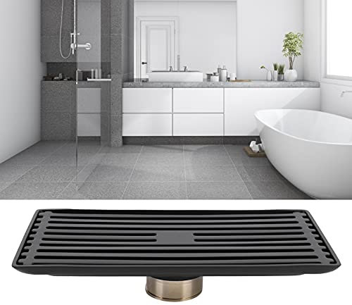 Duschablauf, Quadratischer Duschbodenablauf mit Abnehmbarer Abdeckung, Gitterrost, 10 X 20 Cm, Edelstahl, Badezimmer-Bodenablauf, Waschbecken, Dusch-Installations-Sets