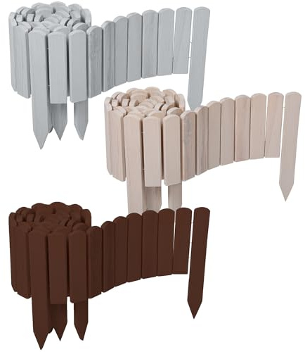 Natursache I Flexible Beeteinfassung I Rollborder bis 30cm hoch | Holz Garten Zaun zum Stecken | Beetumrandung & Rasenkante | Baumumrandung & Beetabgrenzung | Minizaun für Draußen (dunkelbraun 0,2x2m)