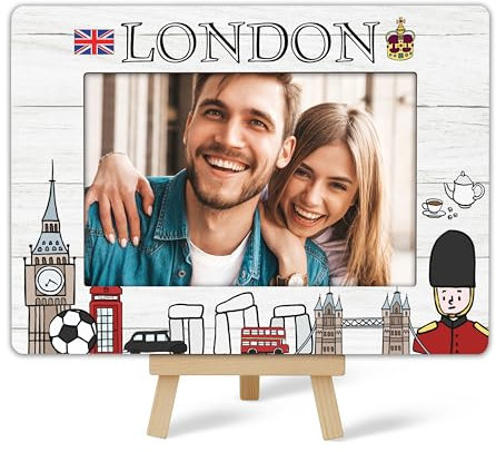 Londoner Bilderrahmen, London-Souvenir-Bilderrahmen, Reiserahmen, London-Reisegeschenk für Brautpaare, Ehefrau, Freundinnen, Geburtstag, Hochzeit, Flitterwochen, Fotorahmen für Tischdekoration, C (07)