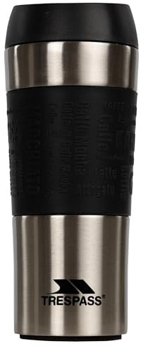 Trespass Unisex Vacuumed Coffee Mug Parbat X - 450 ml Flask, Silicone Sleeve, Double Walled, Silicone Seal, Push Button Lock, Foam Mat