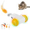 HAPPY HACHI Katzenspielzeug Selbstbeschäftigung, Katzenspielzeug Elektrisch mit 3 Fedem, 2 Geschwindigkeiten, LED-Farbrad, Spielzeug für Katzen USB Aufladbar (Weiß)