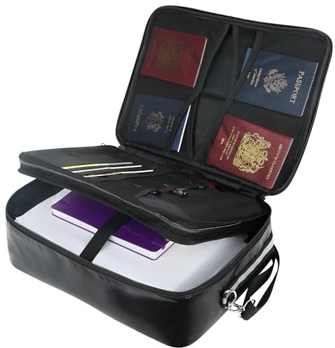 Fireproof Document Box with 5200℉,Waterproof and Fireproof Document Storage with Lock,Home Safe Storage Document Organiser Case for A4 Important Documents,File and Deed