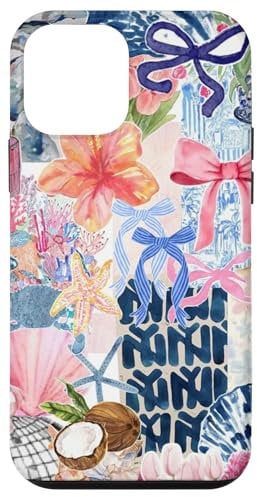 iPhone 12 mini Beachy Blue Coquette Collage Preppy and Cute Aesthetic Case