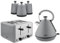 Tower Sera 1.7L 3KW Pyramid Kettle, 4 Slice Toaster & Tea, Coffee, Sugar Canisters in Grey with Smoked Black Trim. Contemporary Matching Tower Grey Kitchen Bundle Set