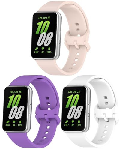 Garmcool Cinturino Compatibile per Samsung Galaxy Fit 3 Cinturini Rosa Bianco Lilla Regolabile Sportivo Ricambio Braccialetto Smartwatch per Galaxy Fit 3 SM-R390 (nessun Tracker)