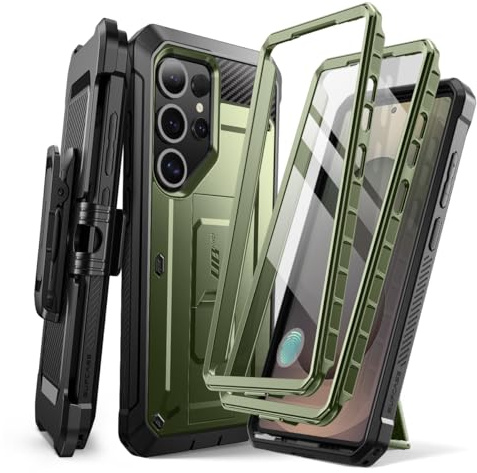 SUPCASE for Samsung Galaxy S25 Ultra Case with Screen Protector, Green | 2 Front Frames, Built-in Stand & Belt-Clip, Military-Grade Protection, Phone Case for S25 Ultra 6.9 Inch, Unicorn Beetle Pro