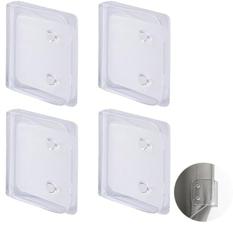 TSUOUKL Lot de4 clips de rideau de douche autocollants - Anti-éclaboussures - Coupe-vent - Sans perçage - Stop Protect - Accessoire de salle de bain pour la douche