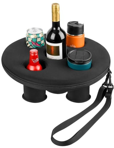 Soporte para bebidas para piscina, bandeja inflable para bebidas con 5 ranuras, flotador flotante para bebidas de piscina, accesorios divertidos para el agua, soporte para bebidas flotante, limonada,