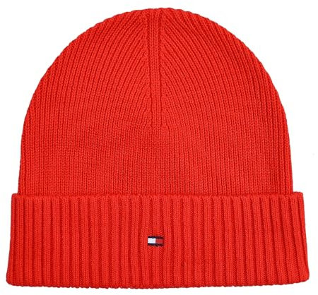 Tommy Hilfiger Strickmütze Mütze Cotton Cashmere Beanie Baumwolle Kaschmir Rot Fireworks One Size