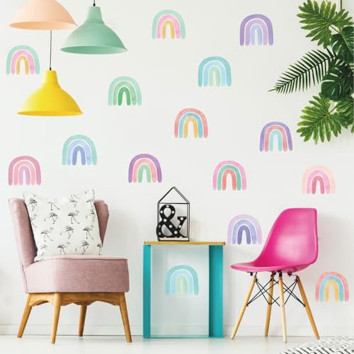 Regenbogen Wandaufkleber, Regenbogen Wandtattoo, Regenbogen Wandsticker Rosa, Wandtattoo Regenbogen Aquarell Fantasy Home Dekoration für Kinder, Mädchen, Kinderzimmer